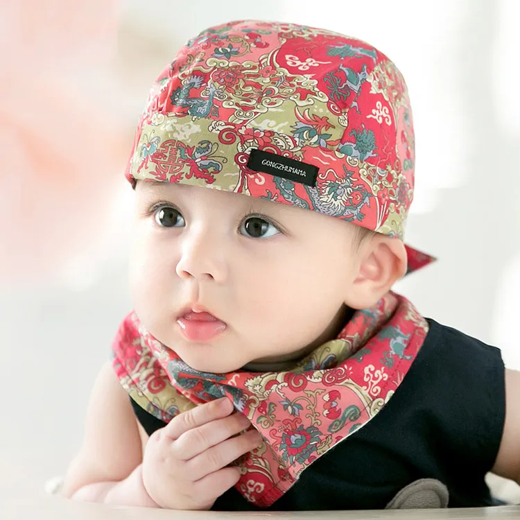 Beinaqian/贝娜茜春秋棉布帽海盗帽婴儿帽子宝宝男薄款夏季宝宝