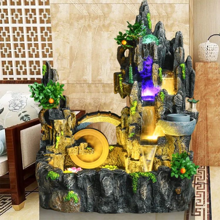 宜泉艺假山循环流水喷泉适合电视柜客厅装饰开业送礼7185