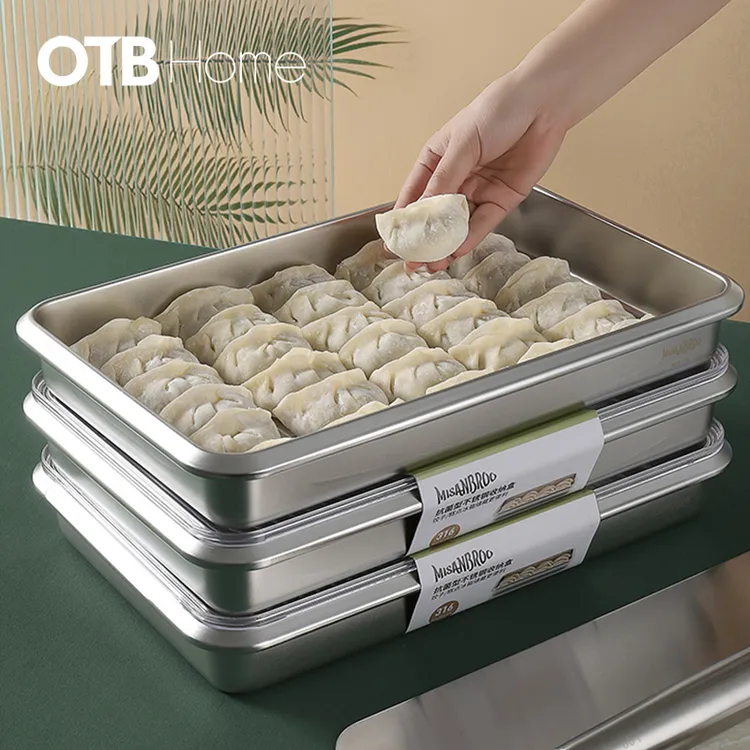 【专属】米膳葆饺子盒不锈钢不粘底不破皮可蒸可烤冰箱收纳盒