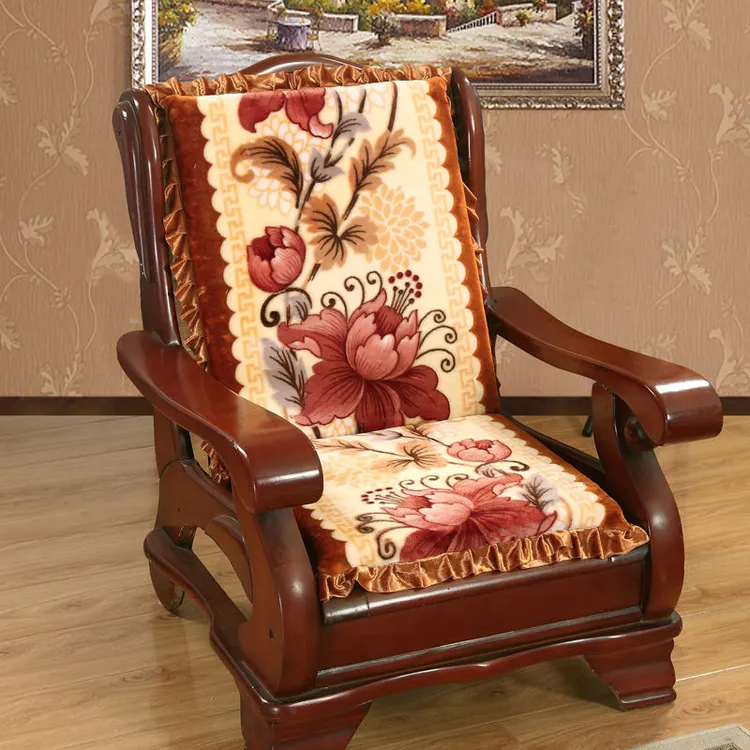 红木实木沙发坐垫毛绒椅子坐垫带靠背可拆洗加厚单双三人沙发垫