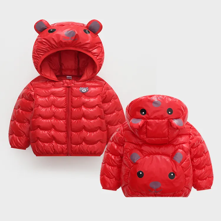 儿童棉服女宝宝棉衣卡通小童棉袄男冬装婴儿免洗亮面夹棉连帽外套