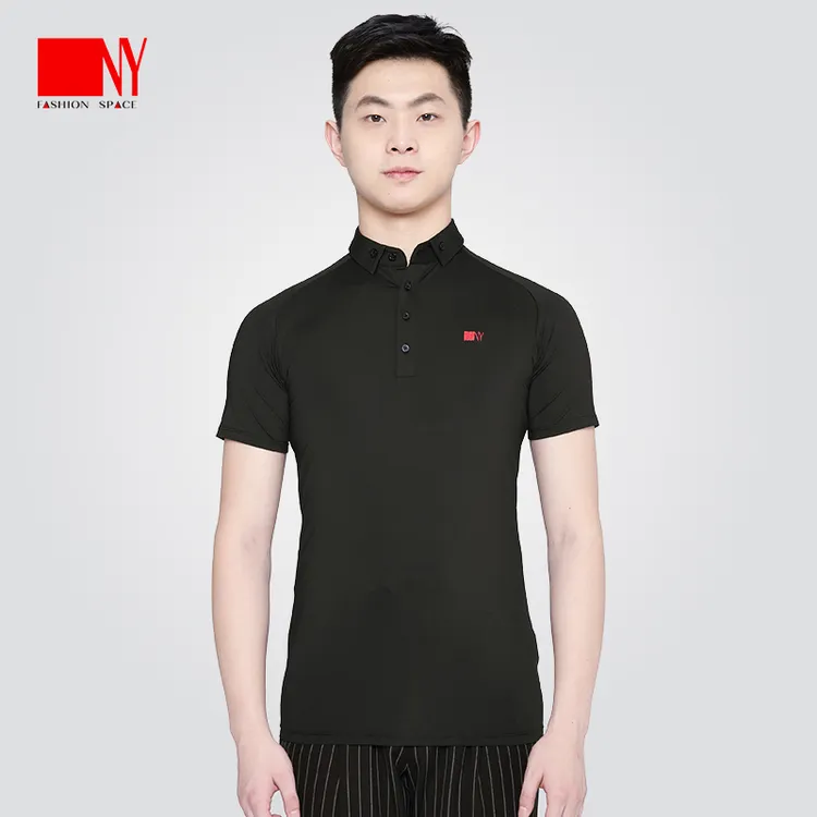 NY186971T纳艺男polo摩登舞服男士跳舞蹈服短袖国标舞练功服