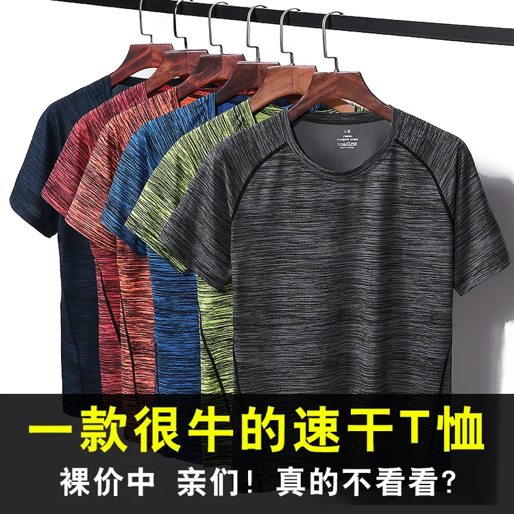 短袖男士夏季新款跑步健身速干冰丝T恤圆领透气吸汗女款运动上衣