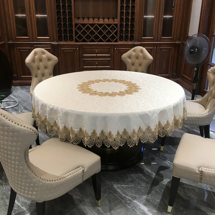 布艺桌布圆桌餐台布圆形大圆桌圆盘中式欧式美式欧式简约现代家用