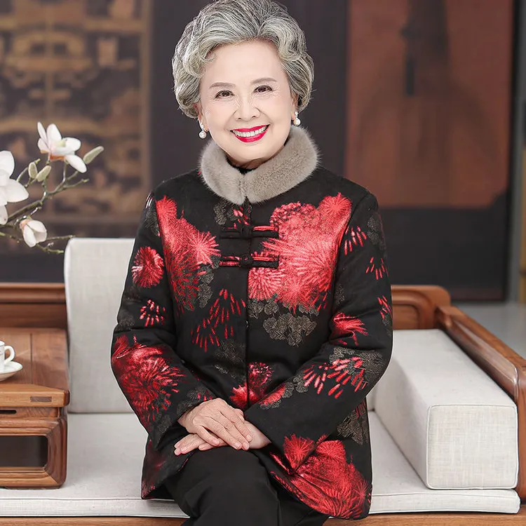 中老年女装七八岁老人80胖老太太冬季洋气棉衣70奶奶棉袄外套棉服