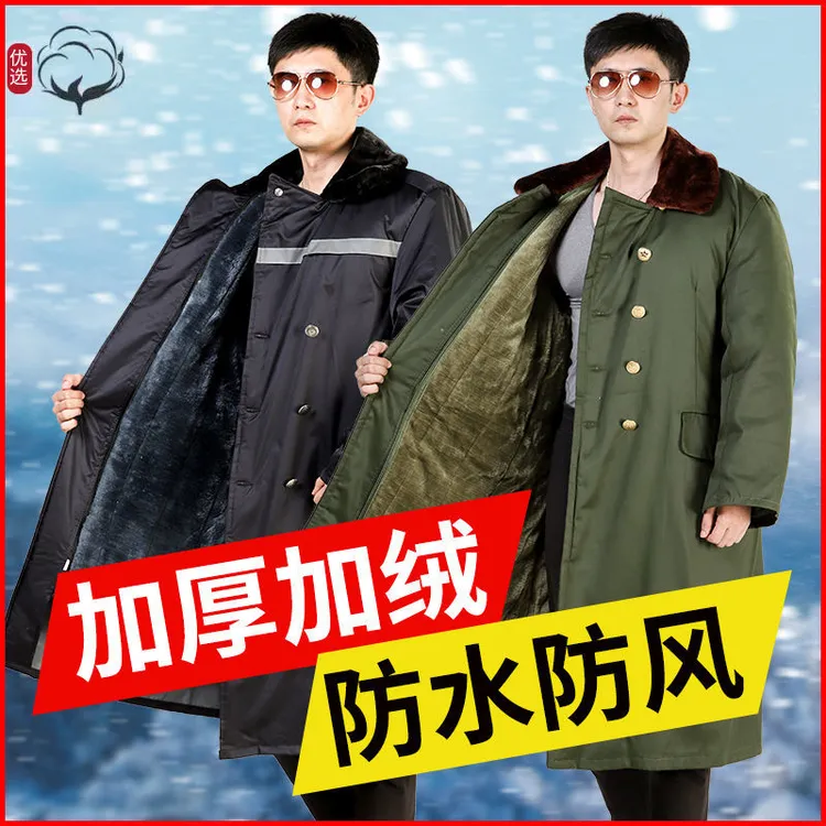 军大衣男冬季加厚加长防寒保暖棉里绿色军大衣男冬季加厚防寒