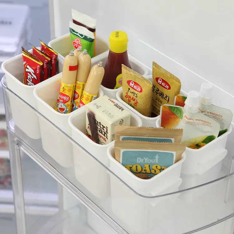 【家之物语】家用冰箱侧门收纳桶带托盘小物收纳盒透明冷藏储物盒