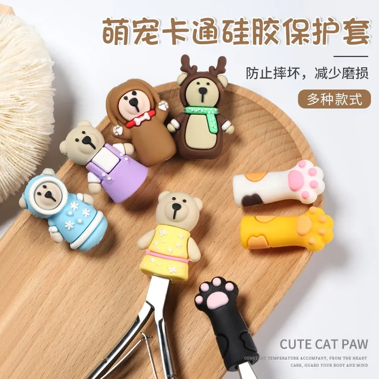 美甲死皮剪保护套可爱卡通猫爪i网红流行同款硅胶镊子防摔套工具