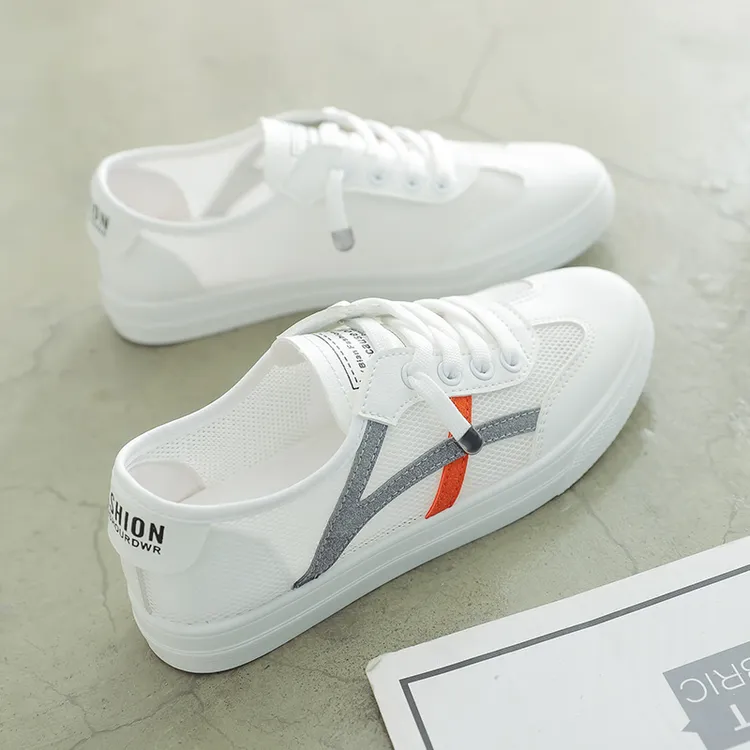 网面小白鞋女款爆款2025新款夏季透气网鞋出游百搭一脚蹬平底鞋子