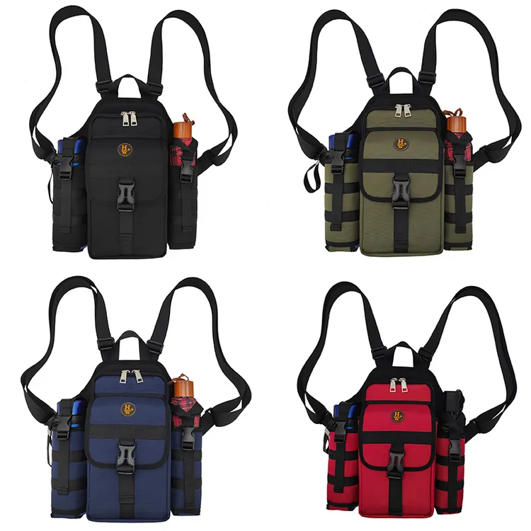 中老年新款双肩包男女通用户外旅行背包时尚耐磨水壶雨伞小背包