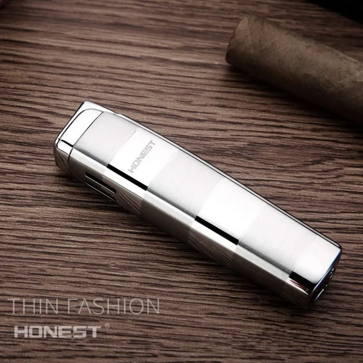 HONEST/百诚金属充气打火机直冲蓝焰防风个性国潮简约高档男礼物