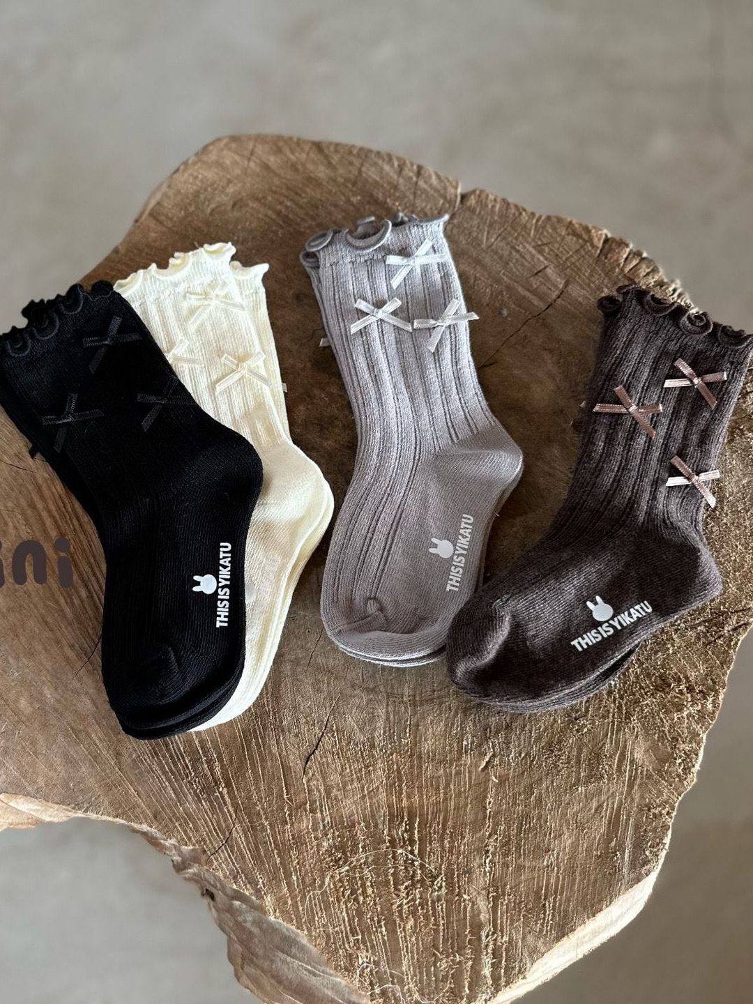 伊卡兔儿童袜子2024秋冬新款蝴蝶结童袜公主袜韩系网红爆款童双针