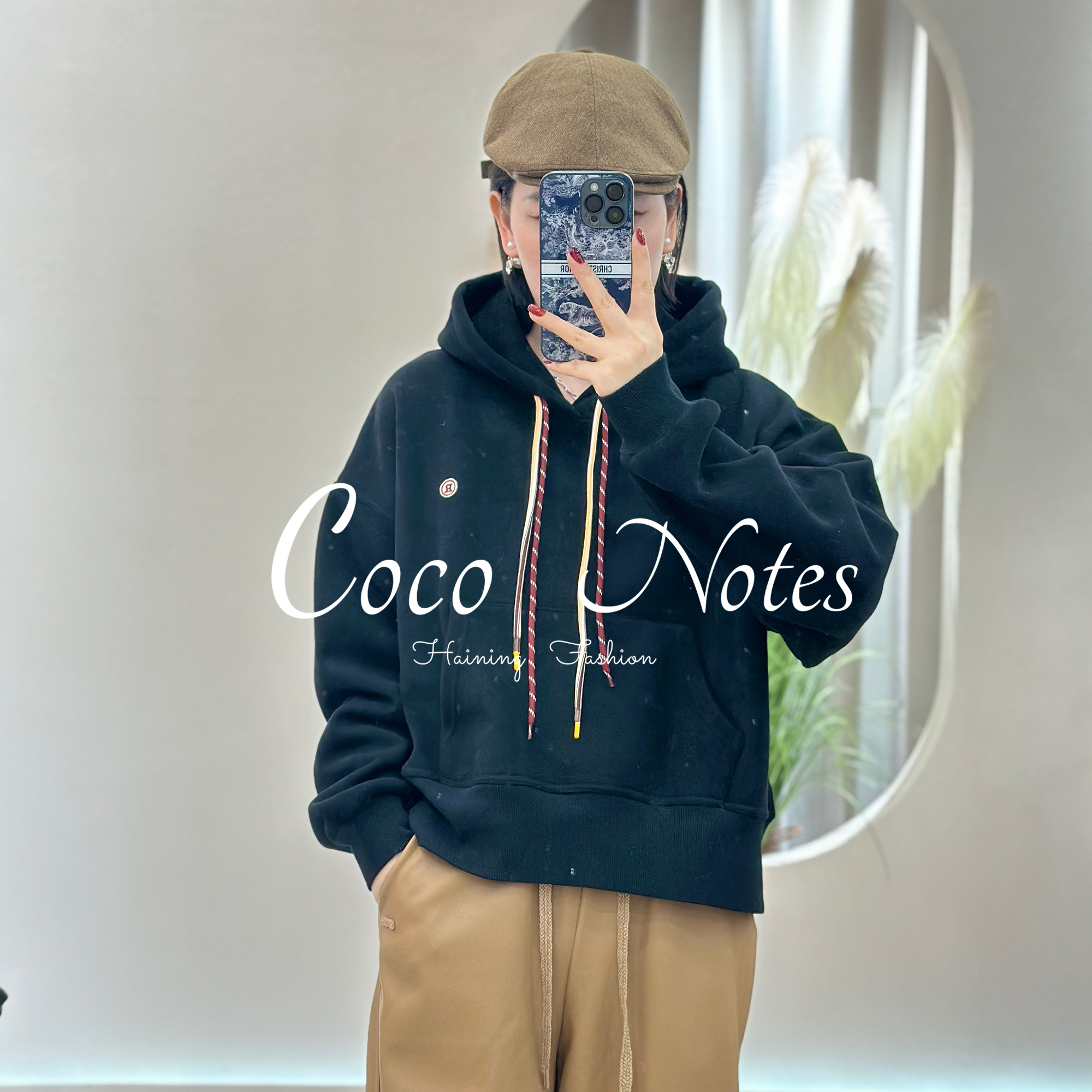 COCO NOTES【连帽卫衣】加绒休息百搭寒冰帽衫女