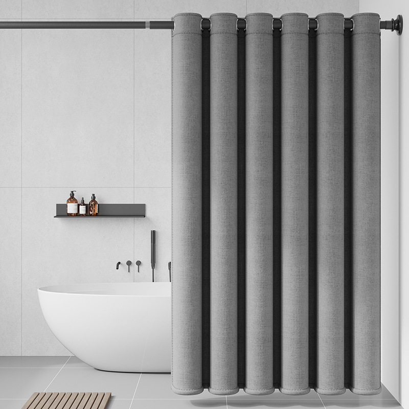 浴室套装免打孔浴室卫生间防水隔断帘窗帘门帘纯色加厚防霉罗马孔
