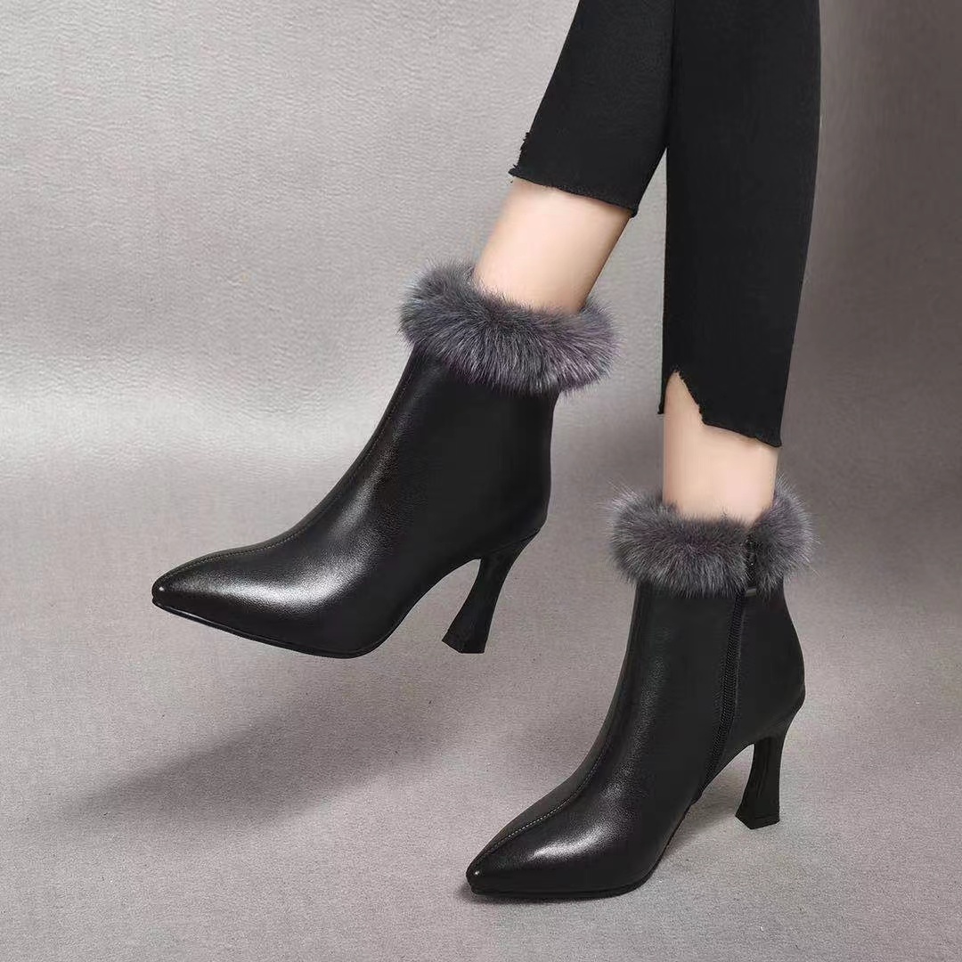 新款水貂毛气质高跟鞋GMQ8156