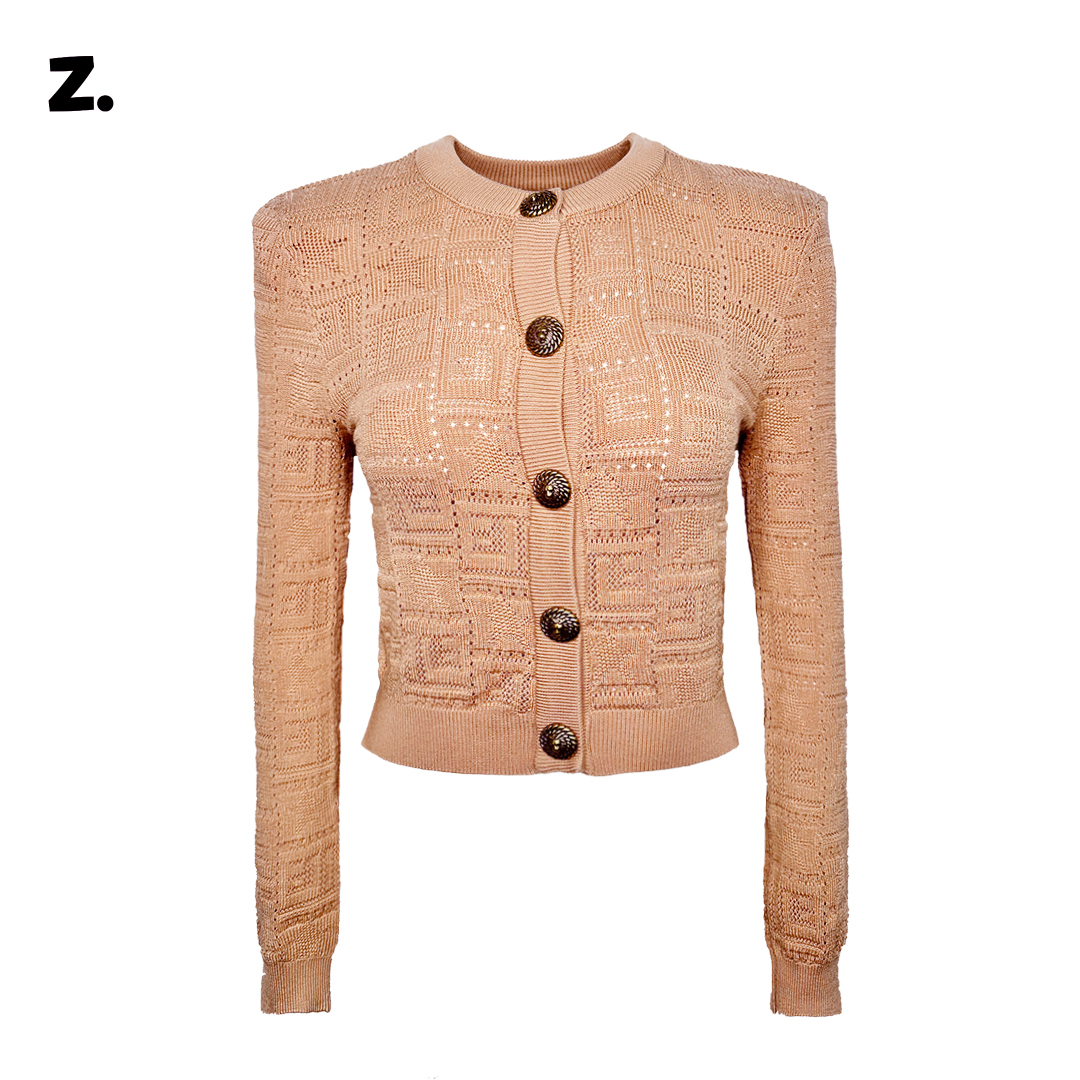 Z. 25/早春新款 焦糖色针织开衫 美拉德穿搭 金狮扣名媛千金外套
