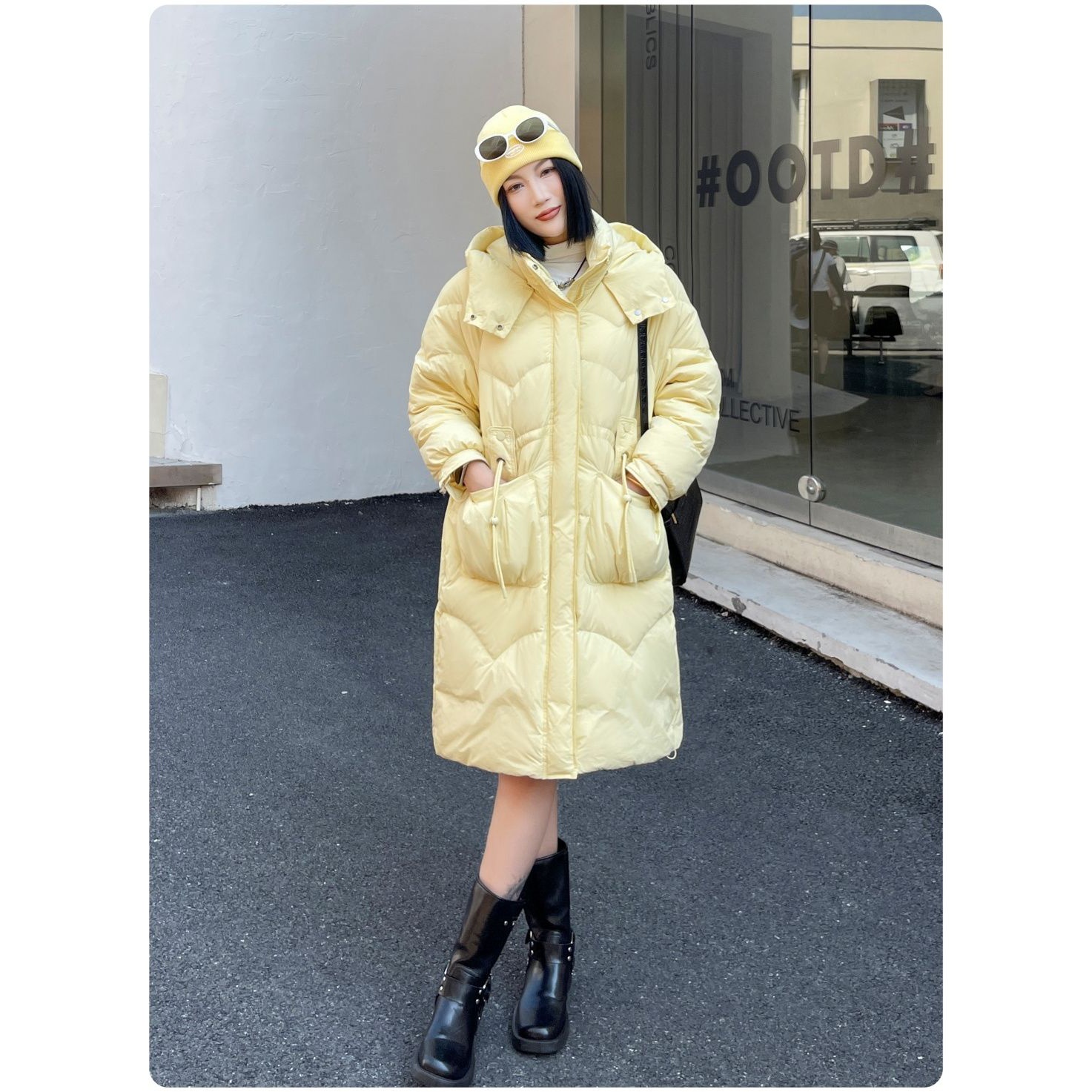波司澄冬季新款中长款白鸭绒羽绒服男女超长款过膝加厚情侣宽松外