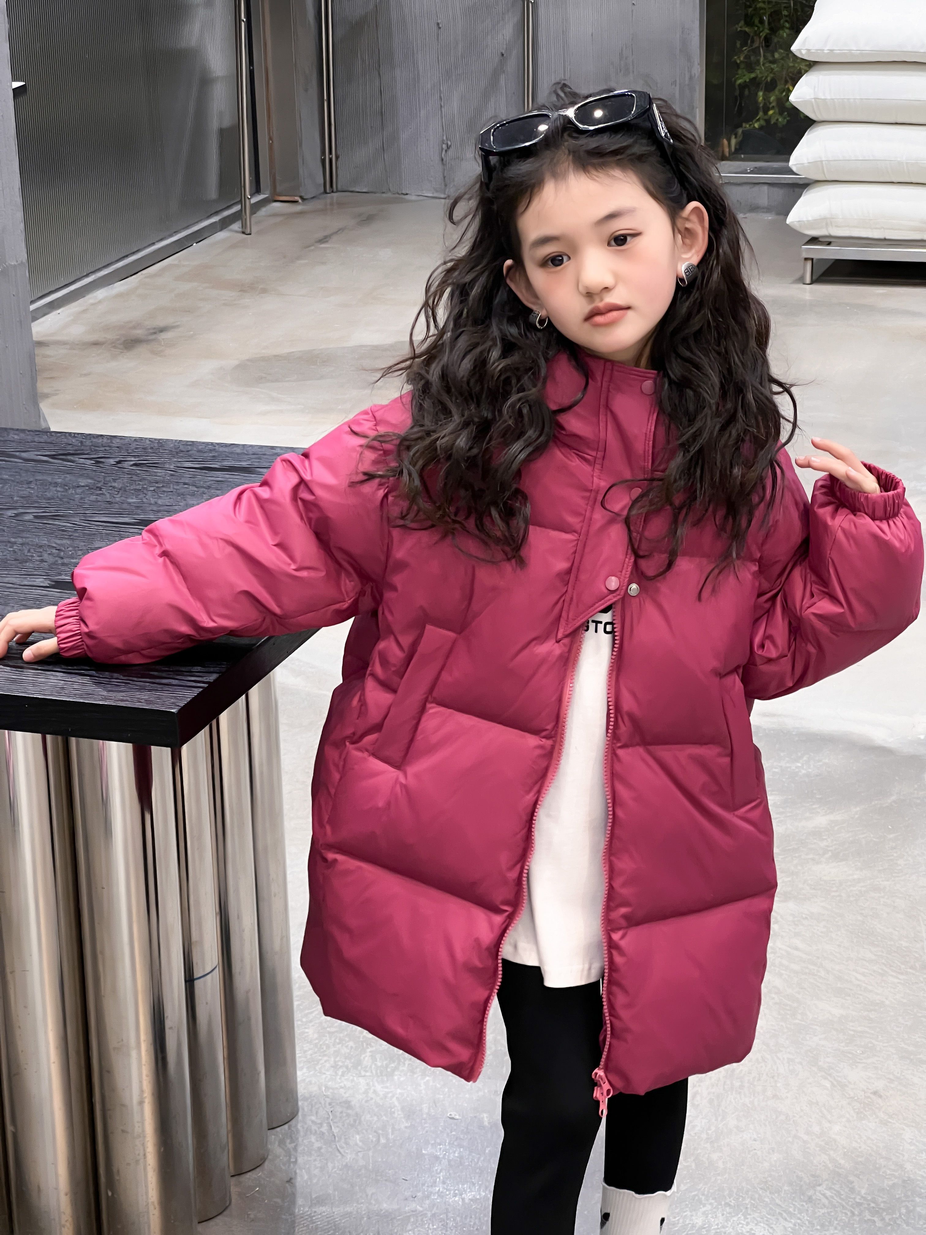 2023秋冬新款儿童加厚连帽羽绒服美拉德中长款保暖羽绒服外套