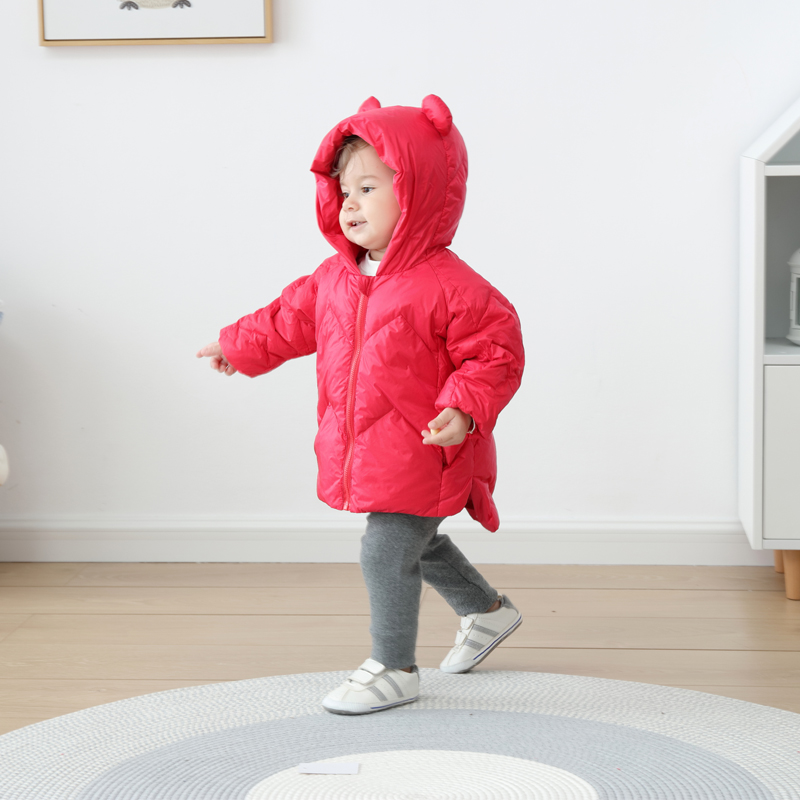 婴儿羽绒服2023秋冬儿童轻薄羽绒服外套小熊保暖羽绒服洋气