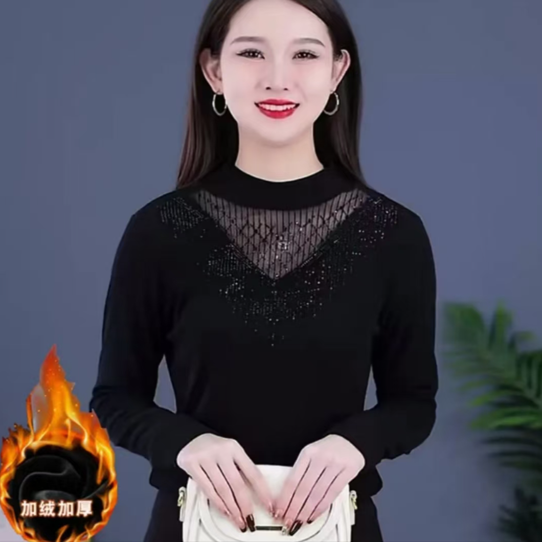 2026新款烫钻打底衫长袖保暖内搭上衣百搭秋冬