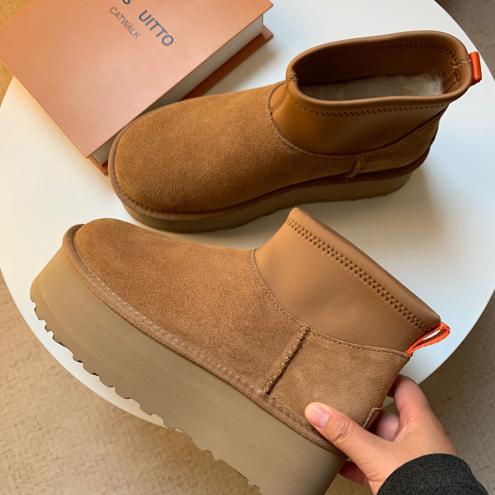 2024新款mini迪普靴5CM真皮真细毛增高保暖时尚百搭雪地靴