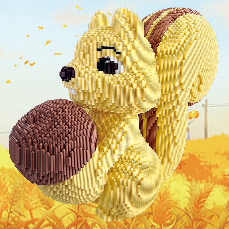 【51CM】巨大号松鼠益智玩具积木颗粒拼装积木成男女孩送礼思维训练