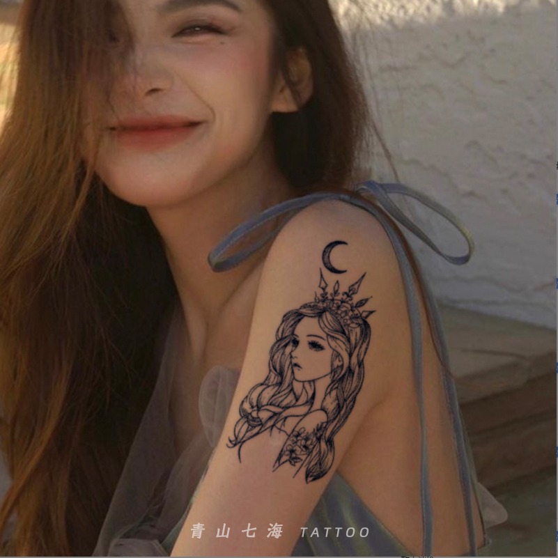 月下公主ins风个性手臂小腿持久不掉色花臂纹身贴草本半永久女