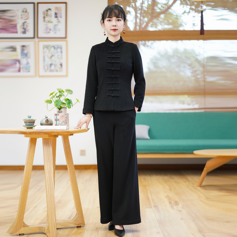 筠雅职业套装女新款休闲修腰显瘦复古洋气时髦搭配两件套23R183