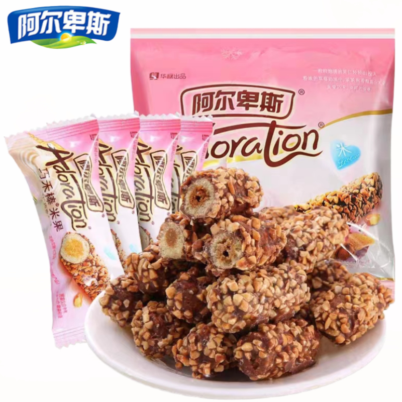 网红爆品巧禾棒果仁巧克力味夹心米果散装喜糖能量棒儿童零食256g