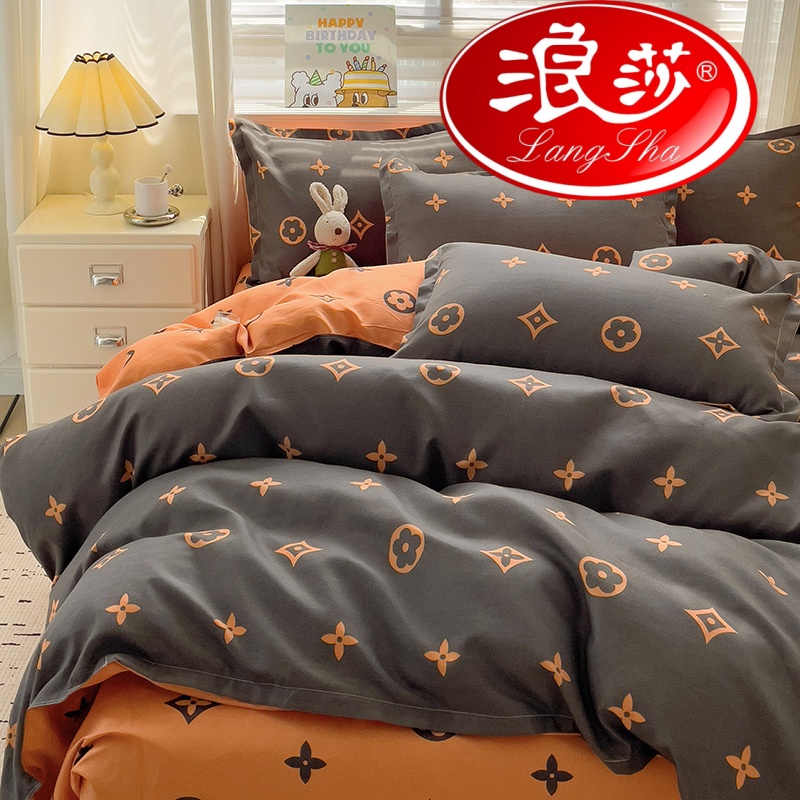 浪莎正品亲肤四件套磨毛加厚四季床单被套被罩双人学生宿舍三件套商品图
