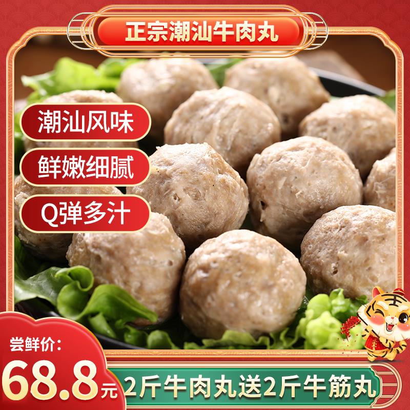 8包潮汕手工正宗牛肉丸新鲜牛筋丸劲道烧烤火锅料爆汁250g/包葱0g
