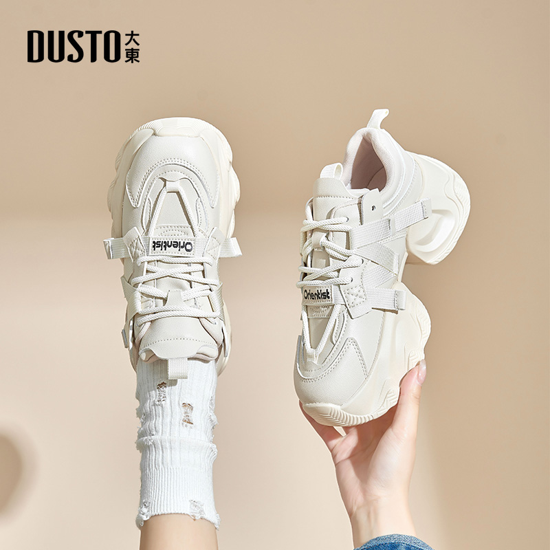 大东老爹鞋女款2025爆款百搭潮流正宗圆头厚底增高舒适女鞋子0207