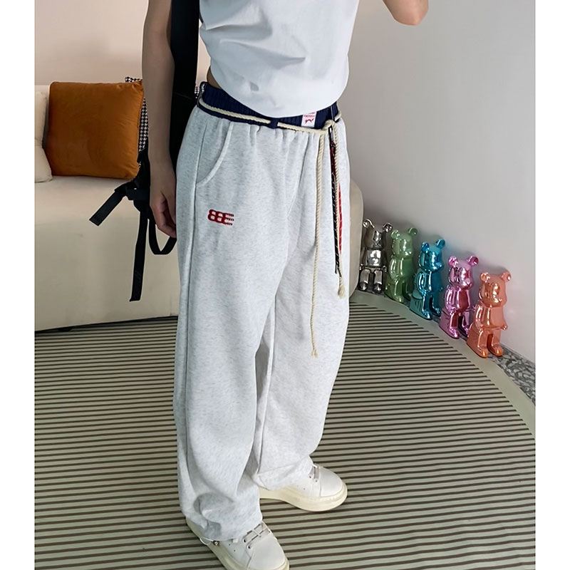 高街风复古嘻哈运动卫裤男女夏季直筒宽松美式街舞裤jennie同款潮