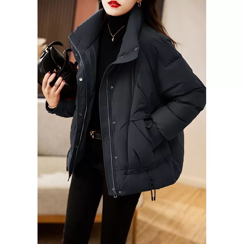 新款红色羽 绒服女短款20233新款时尚宽松显瘦加厚保暖设计感小