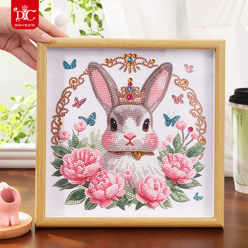 DC/蒂彩【遇兔花喜】钻石画玄关书房艺术挂画点钻艺术十字绣手工diy