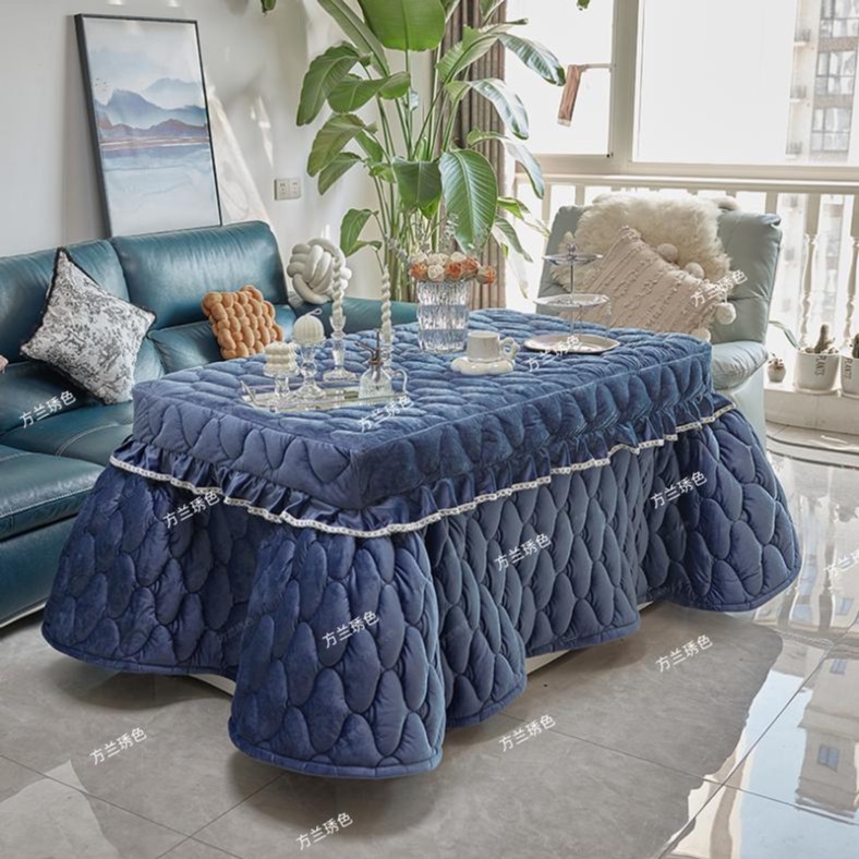 电烤桌专用家居烤火被加绒加厚拉链绒面拆卸两件套冬季烤火桌被罩