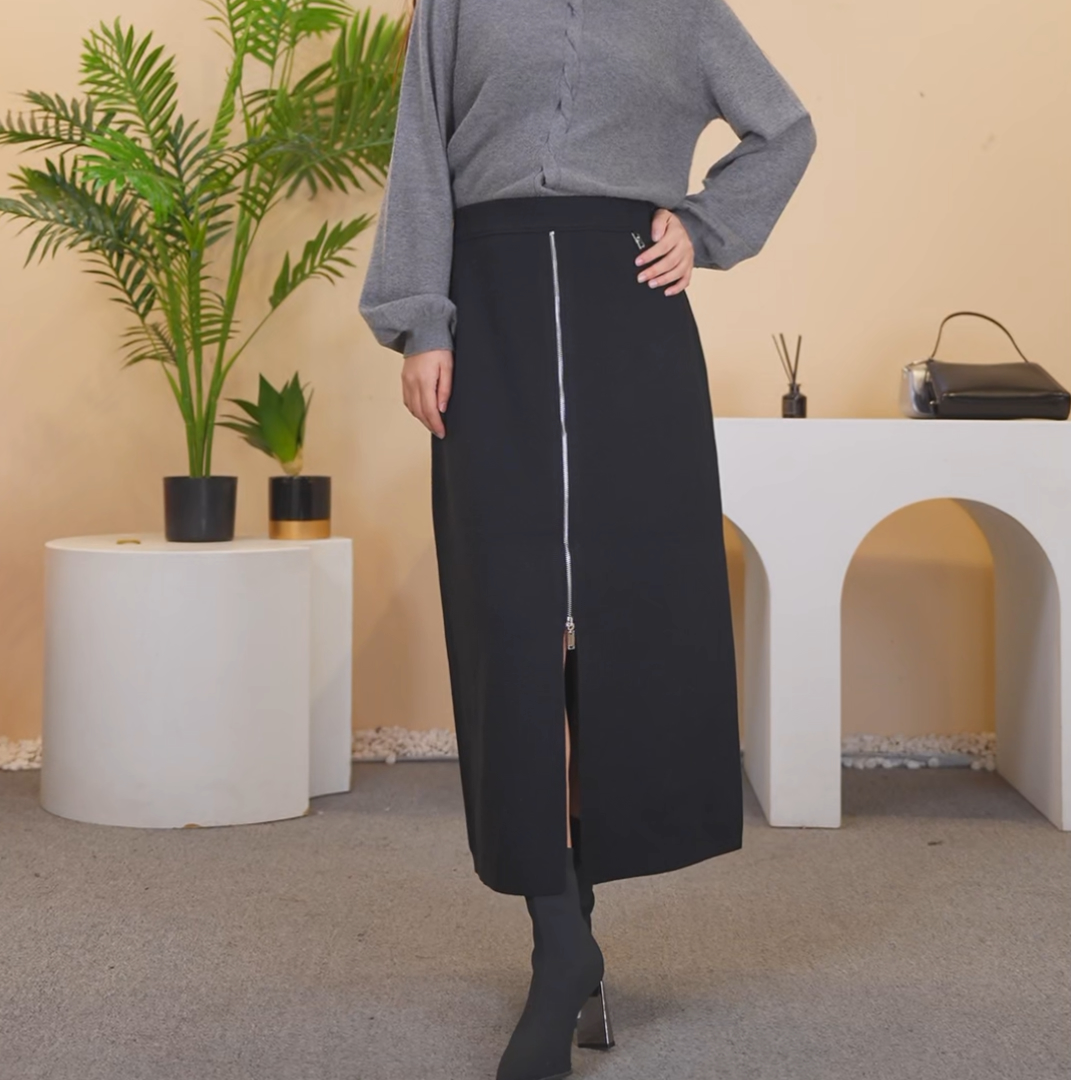 PARKVIEW/百芙川半身裙显瘦气质高腰时尚休闲黑色秋冬CK9001-1