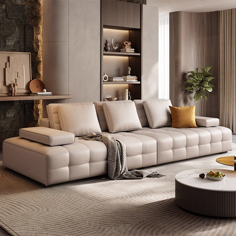 s劳伦斯意式极简真皮客厅轻奢现代别墅大户升级高配直排牛皮沙发