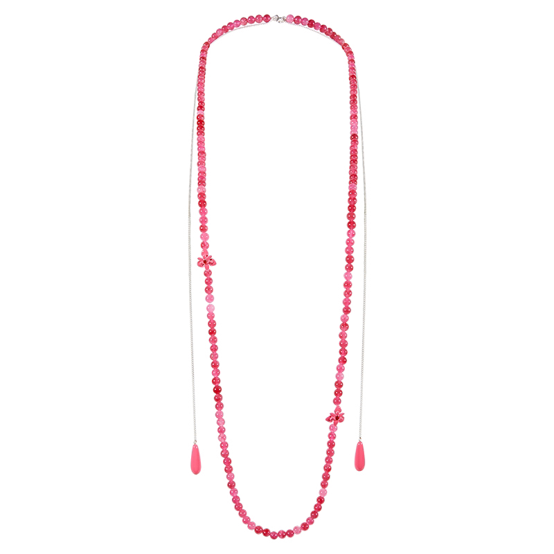 钨合金贝壳项链 0007珠串长项链粉色