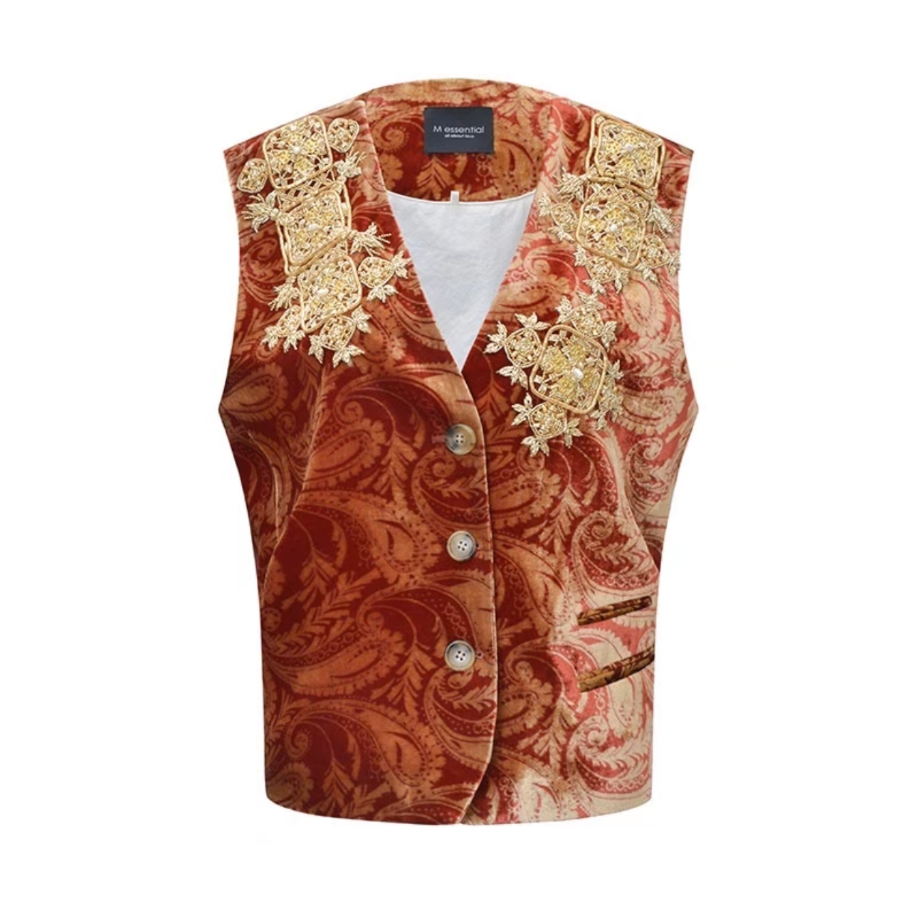 Messential W035丝绒马甲金色