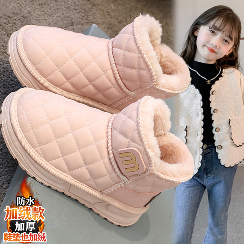 乔丹断码女童雪地靴冬季2023新款儿童大棉鞋加绒加厚小童女孩保暖