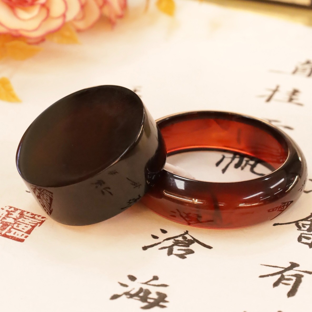 【心如珠宝】宽版血珀手镯带镯心ZX（多样性发一）