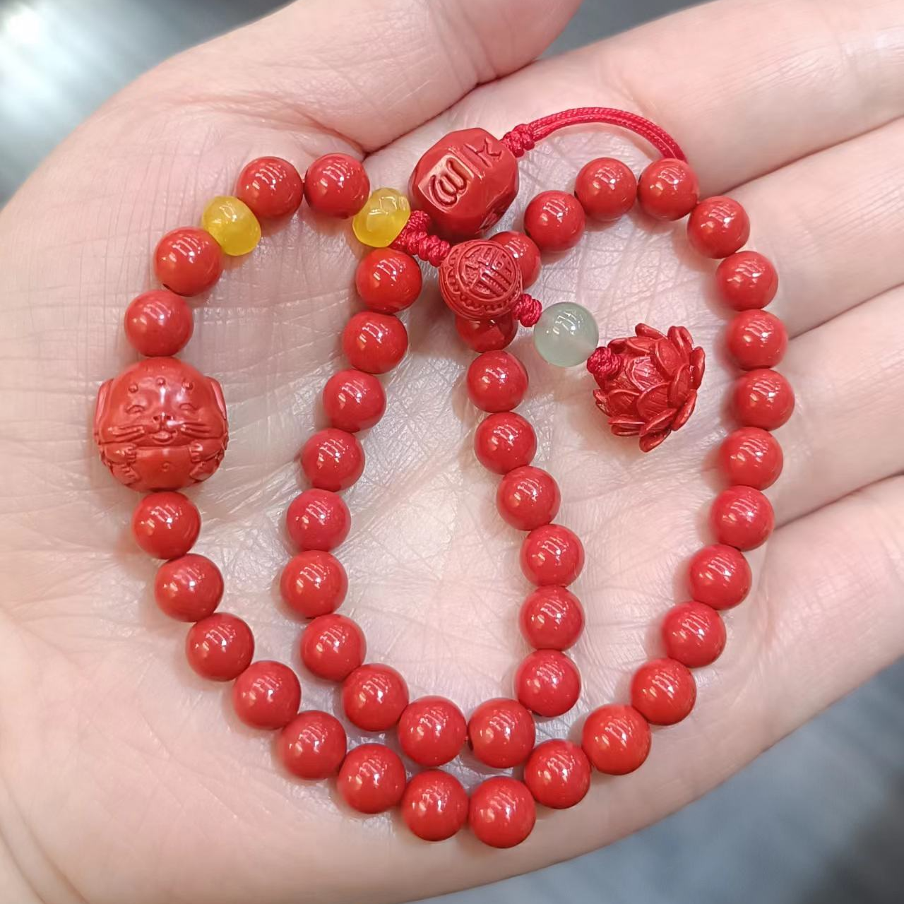 辰砂（处理）白玉世家（辰砂）朱砂生肖手机链