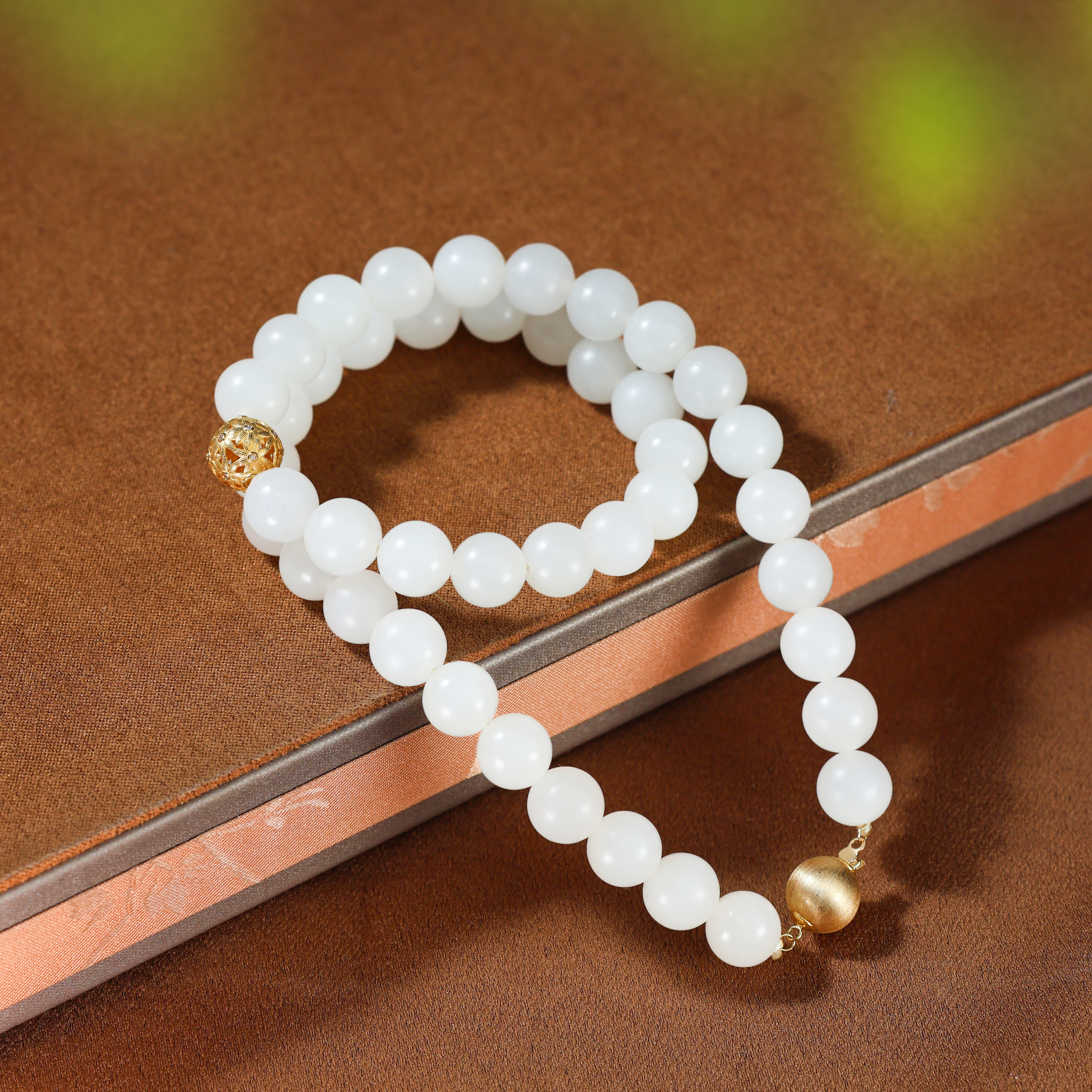 白玉世家和田玉一生金桂/18k金于阗项链38好物节礼物和田玉玉石女