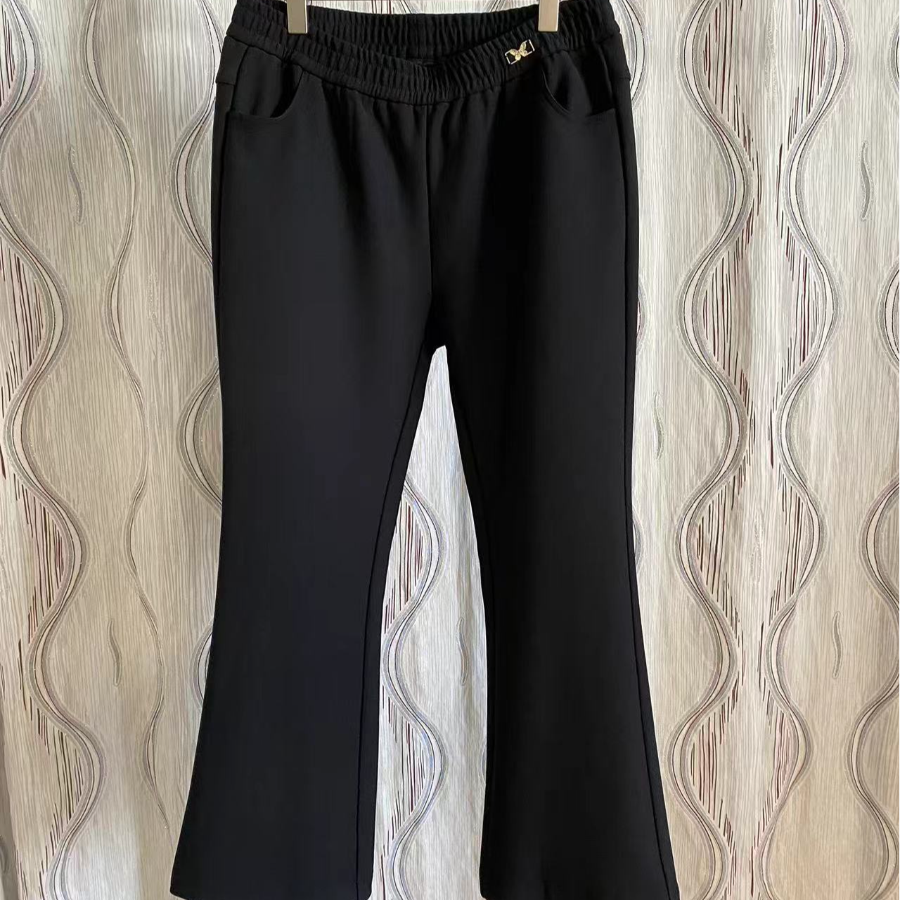 （X）胖人坊新款大码加绒微喇裤01281    衣长102