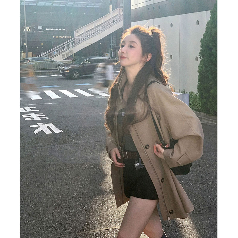 2025年韩系松弛感风衣外套女早秋风衣外套女小个子气质休闲时尚