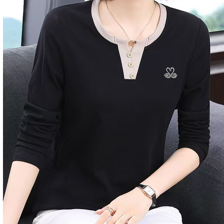 （请不要随意下单以直播间过款为准）黑色长袖T恤秋季打底衫显瘦