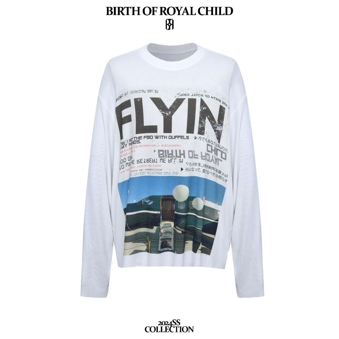 BIRTH OF ROYAL CHILD BORC私人飞机长袖舒适印花百搭宽松vintage