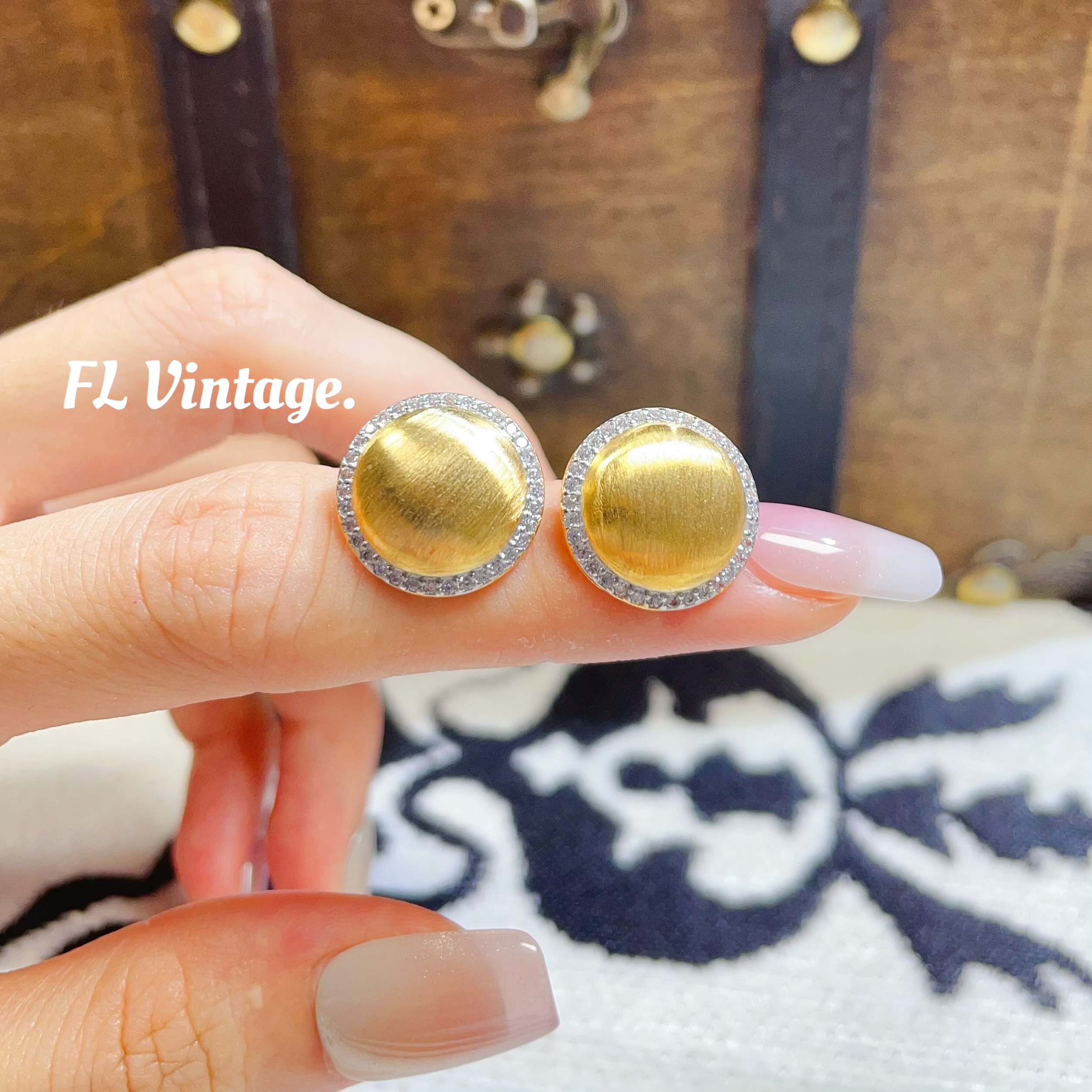 铜合金耳饰 复古中古拉丝耳钉