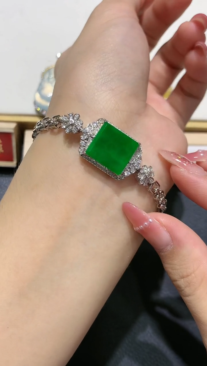 【闪购商品】翡翠手链18K金镶嵌团购13